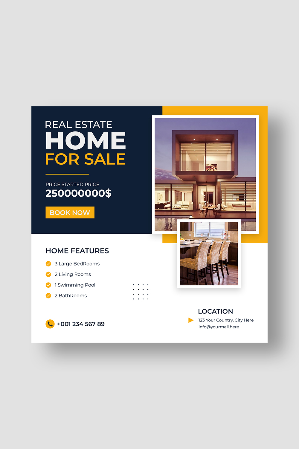 Real estate social media post design pinterest preview image.