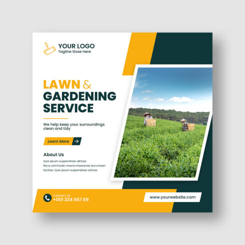 Lawn and garden maintenance social media post cover image.