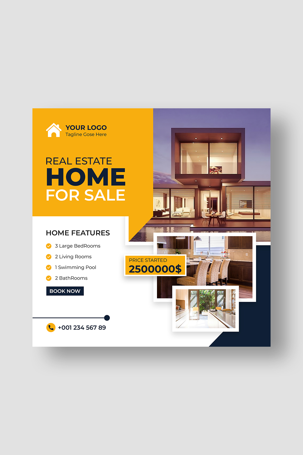 Real estate social media post design pinterest preview image.