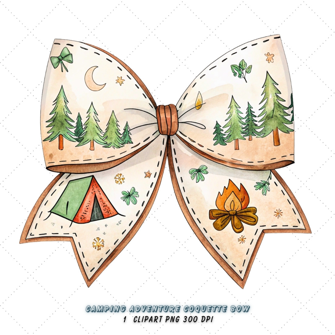 Camping Adventure Coquette Bow Clipart, camping adventure bow, coquette bow clipart, tent theme bow, adventure design art, digital bow design, outdoor camping bow, nature bow art, camping design clipart, coquette bow art, adventure sublimation design cover image.