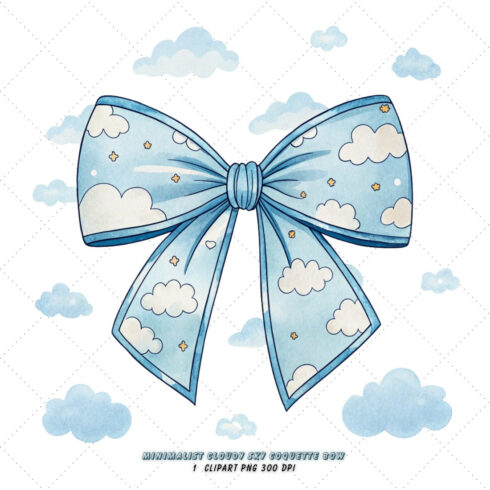 Minimalist Cloudy Sky Coquette Bow Clipart, minimalist cloudy bow, sky coquette bow, clean bow design, cloudy sky clipart, digital bow design, modern minimalist bow, sky bow art, minimalist clean design, coquette bow art, sky sublimation design, cover image.