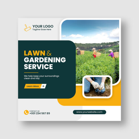 Lawn and garden maintenance social media post cover image.