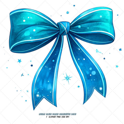 Neon Blue Glow Coquette Bow Clipart, neon blue bow, glowing coquette bow, vibrant bow design, blue glow clipart, digital bow design, neon glow design, glowing bow art, vibrant neon blue, coquette bow art, blue sublimation design cover image.