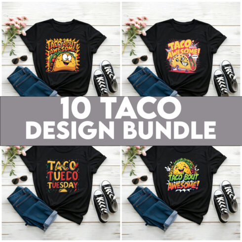 10 Taco Graphic Design Bundle For Taco Lovers cover image.