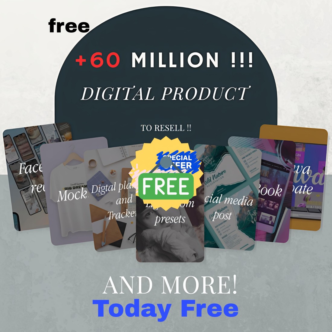 60 Million + Digital Products for Resale The Ultimate Passive Income Bundle with PLR & MRR Rights preview image.