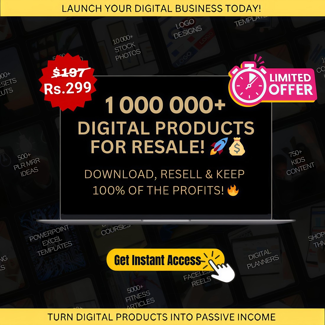 1,000,000+ Digital Products Mega Bundle | Entire Store Collection |Digital Products Resell Right MRR preview image.