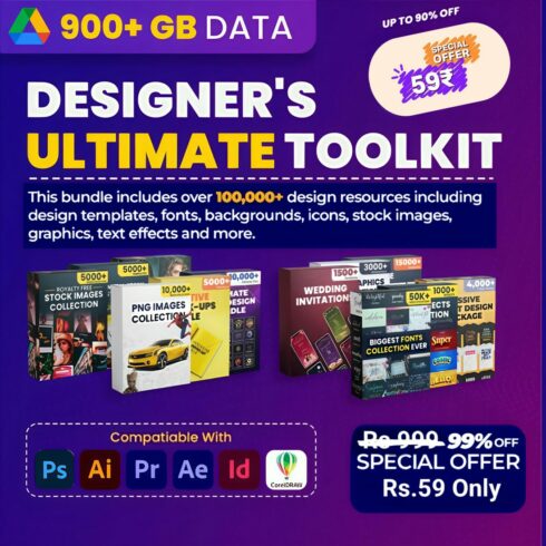 DESIGNER'S ULTIMATE TOOLKIT BUNDLE Mega Graphic design Bundle cover image.