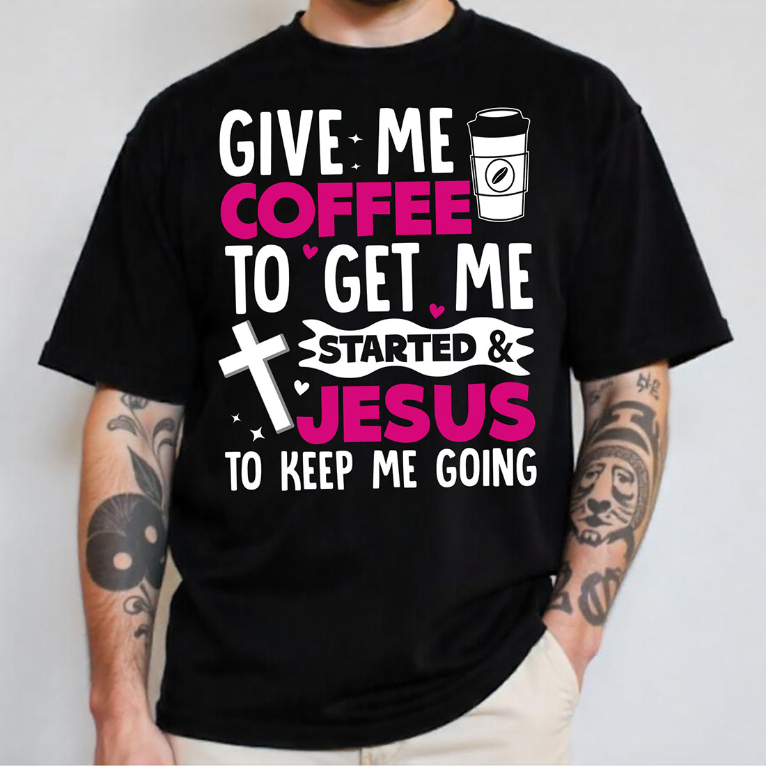 Give me coffee to get me started Jesus to keep me going Graphic for coffee lover preview image.