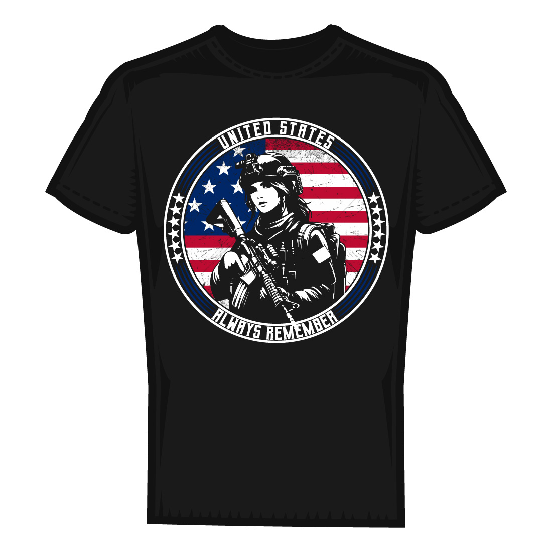 American soldier logo style t-shirt design preview image.