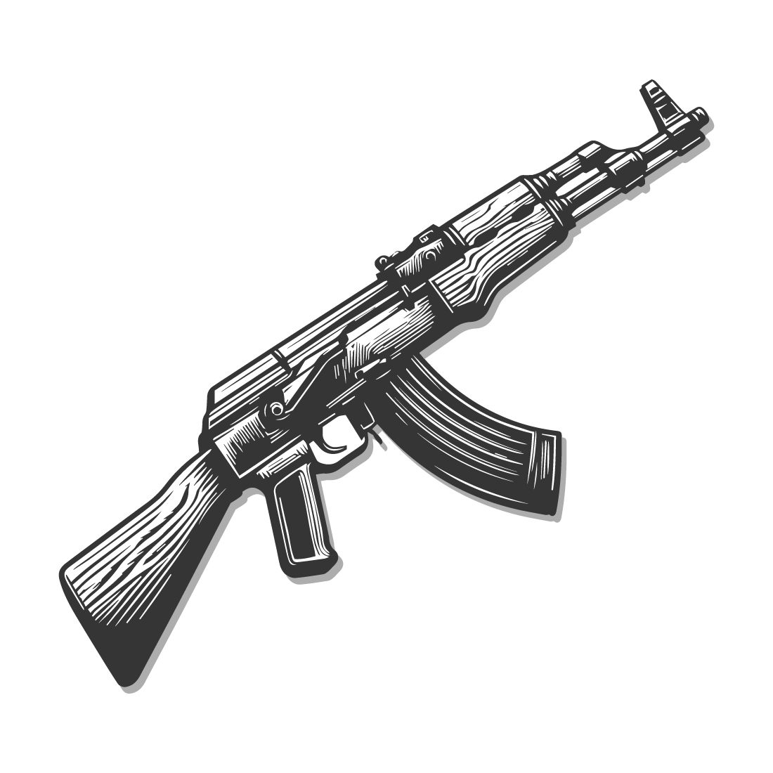 AK-47 Rifle Vector Illustration – Vintage Engraved Gun Design preview image.