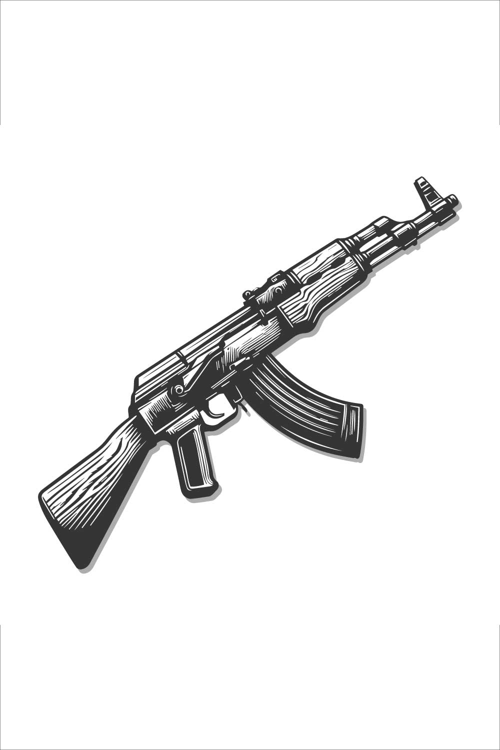 AK-47 Rifle Vector Illustration – Vintage Engraved Gun Design pinterest preview image.