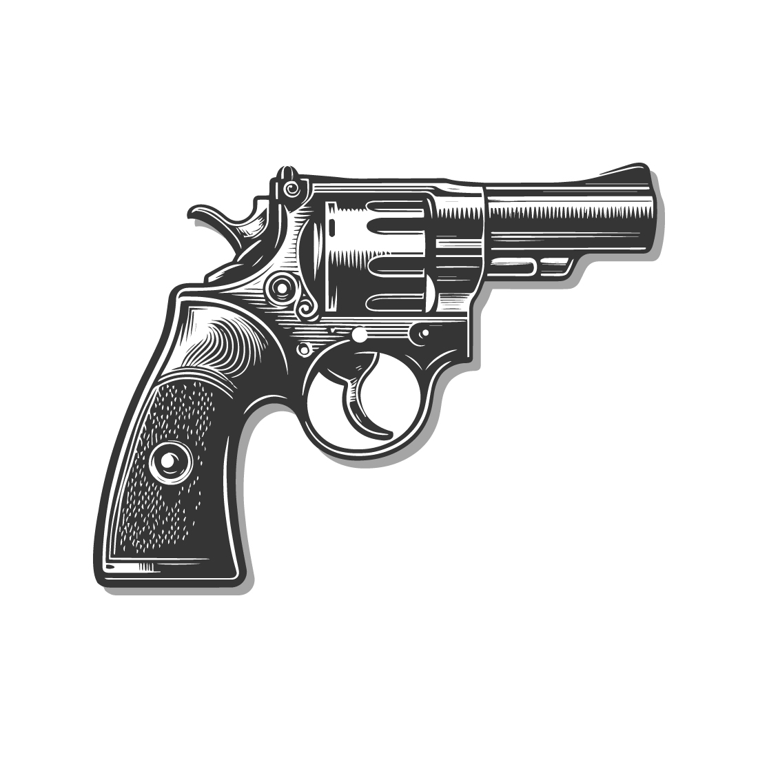 Revolver Vector Illustration – Vintage Engraved Gun Design preview image.