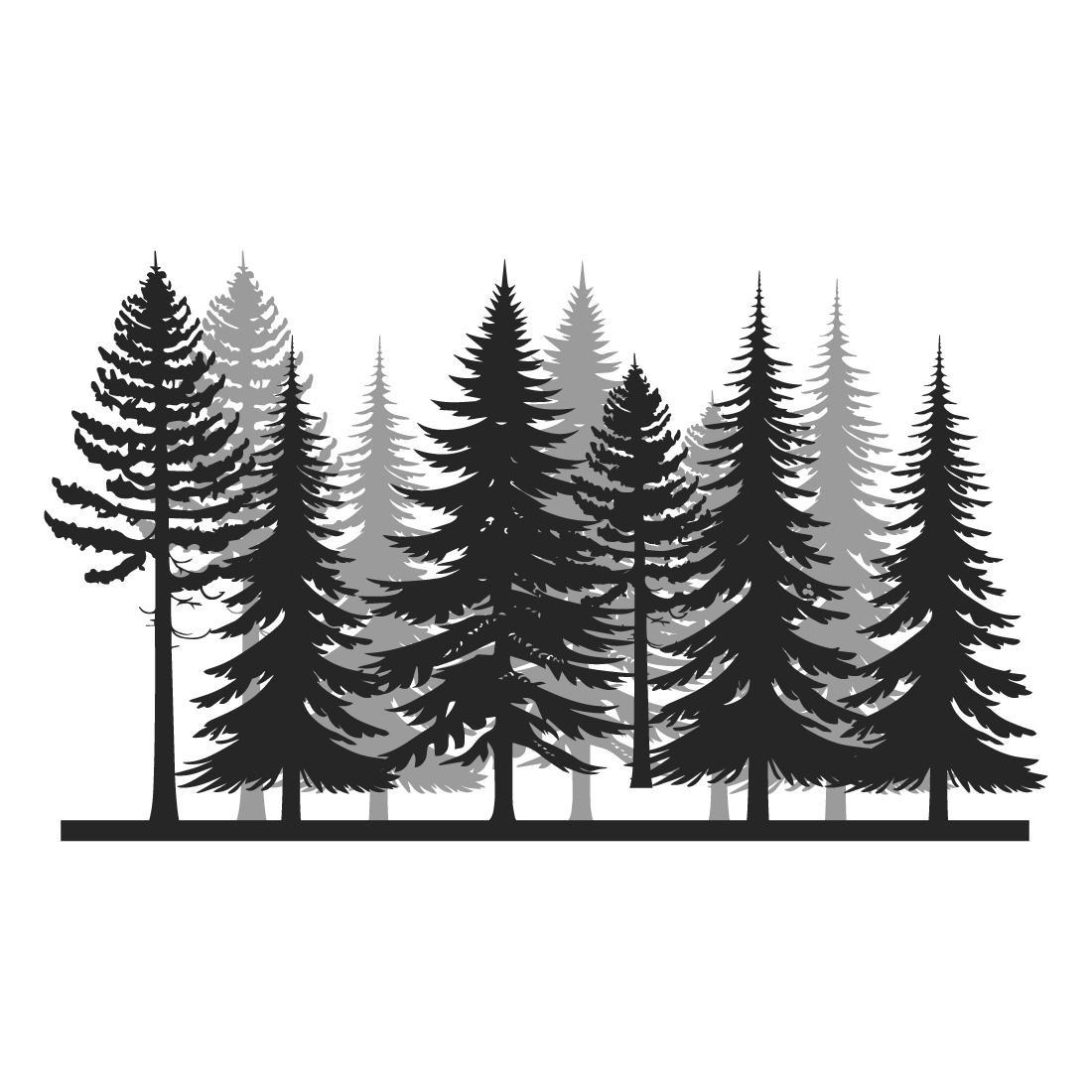 Pine Forest Silhouette Vector Illustration – Monochrome Tree Landscape preview image.