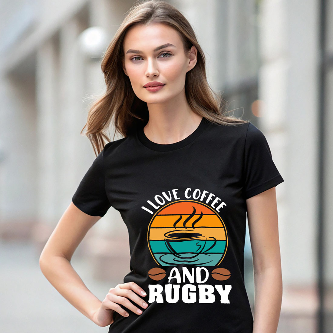 I love coffee and rugby graphic for coffee lover preview image.