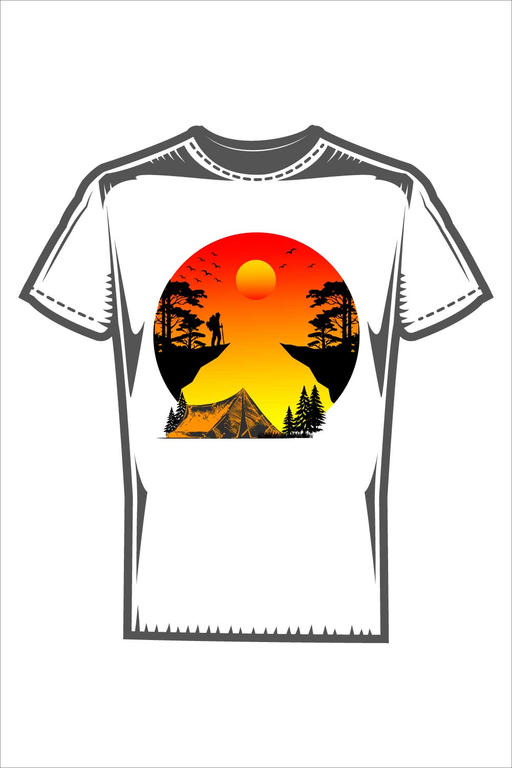 Summer sunset vintage camping t-shirt design pinterest preview image.