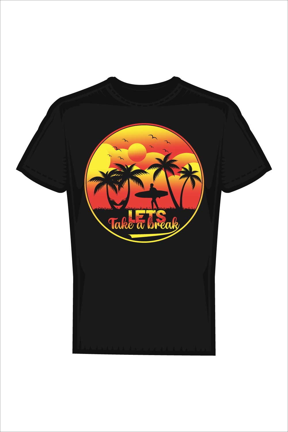 Vintage surfing summer sunset t-shirt design pinterest preview image.