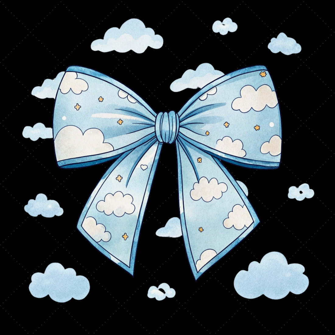 Minimalist Cloudy Sky Coquette Bow Clipart, minimalist cloudy bow, sky coquette bow, clean bow design, cloudy sky clipart, digital bow design, modern minimalist bow, sky bow art, minimalist clean design, coquette bow art, sky sublimation design, preview image.