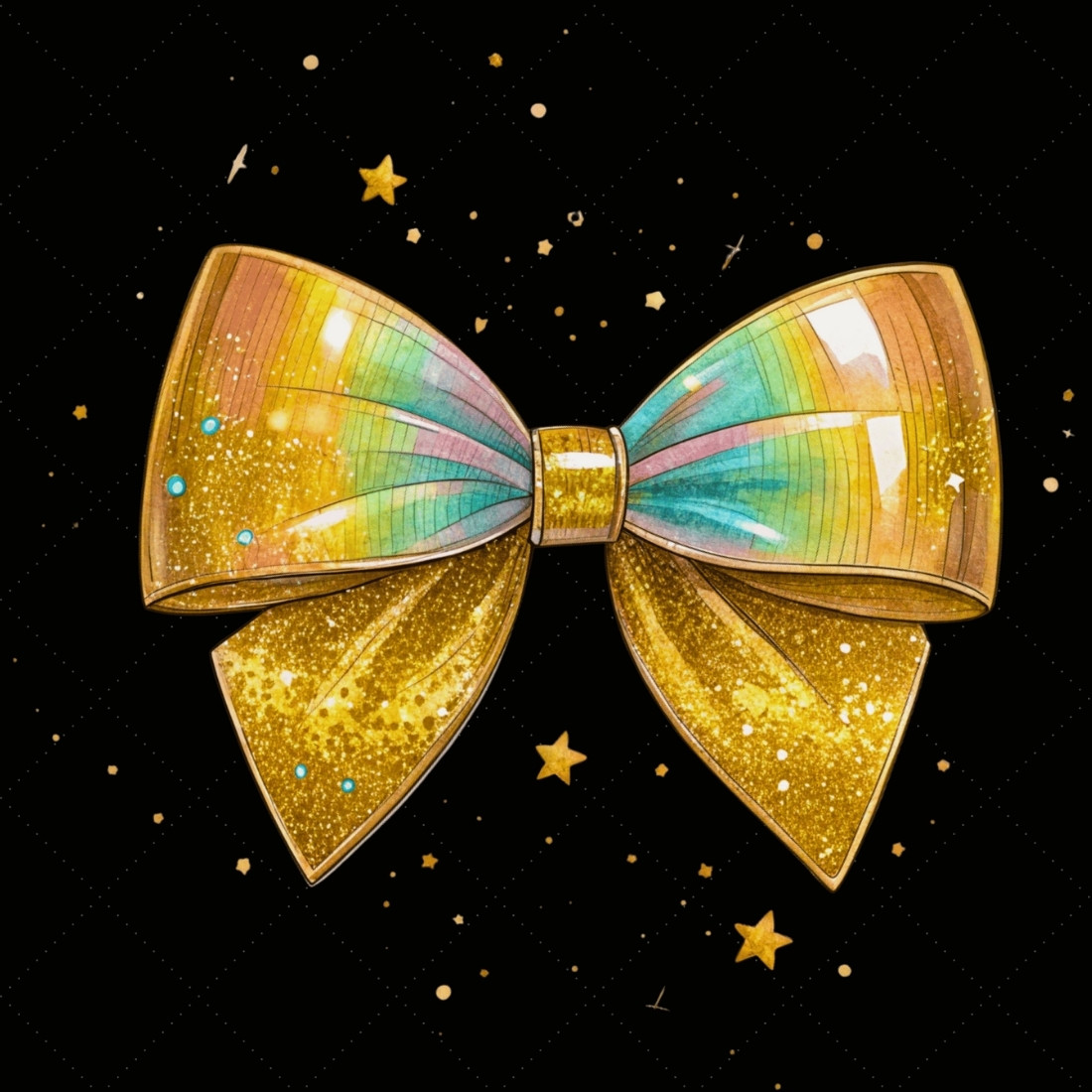 Holographic Gold Glitter Coquette Bow Clipart, olographic gold bow, glitter coquette bow, iridescent bow design, gold glitter clipart, digital bow design, futuristic holographic bow, glitter bow art, holographic glitter design, coquette bow art, gold sublimation design preview image.