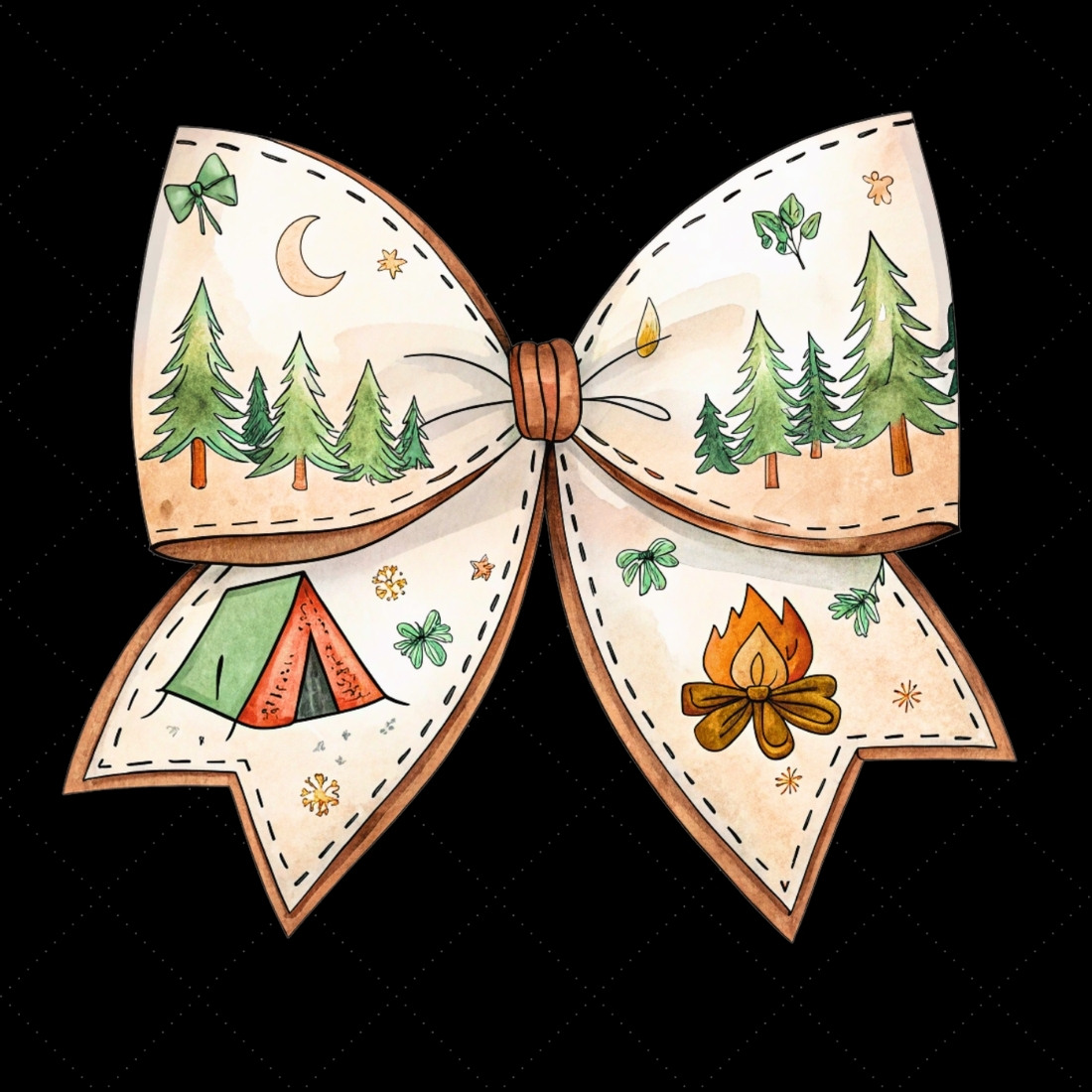 Camping Adventure Coquette Bow Clipart, camping adventure bow, coquette bow clipart, tent theme bow, adventure design art, digital bow design, outdoor camping bow, nature bow art, camping design clipart, coquette bow art, adventure sublimation design preview image.