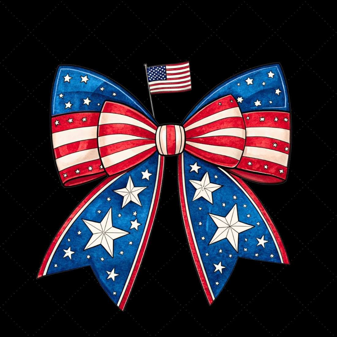 USA Patriotic Coquette Bow Clipart, USA patriotic bow, coquette bow clipart, flag theme bow, patriotic design art, digital bow design, stars and stripes, freedom bow art, USA flag design, coquette bow art, patriotic sublimation design preview image.