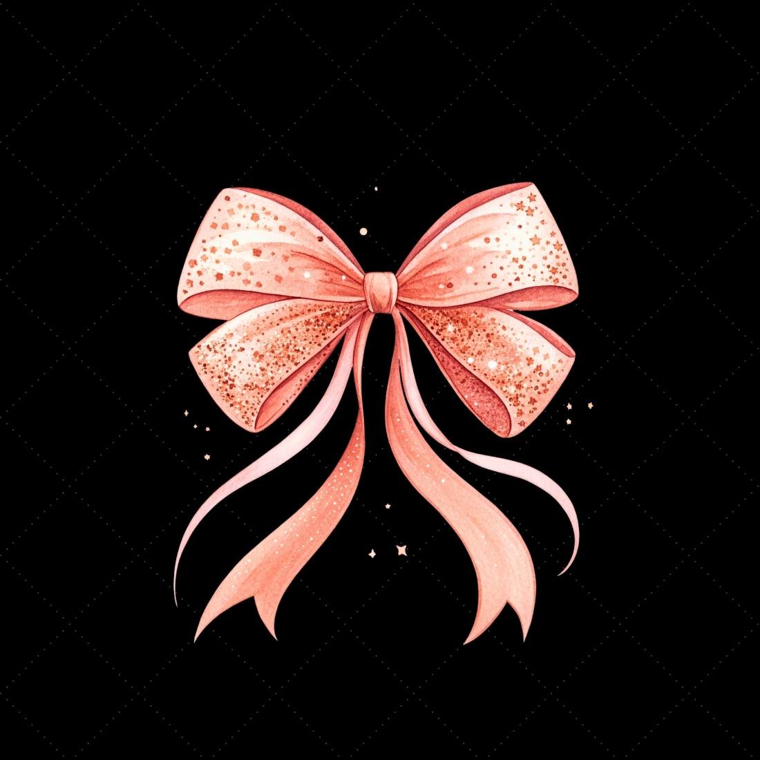 Rose Gold Glitter Coquette Bow Clipart, rose gold bow, glitter coquette bow, romantic bow design, gold glitter clipart, digital bow design, feminine rose bow, glitter bow art, rose glitter design, coquette bow art, gold sublimation design preview image.