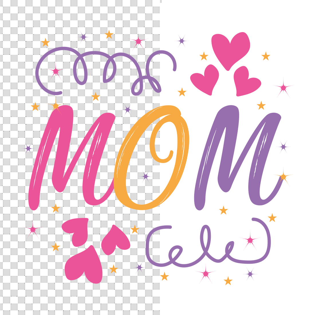 Colorful Mother's Day Mom Typography T-Shirt Design Bundle preview image.