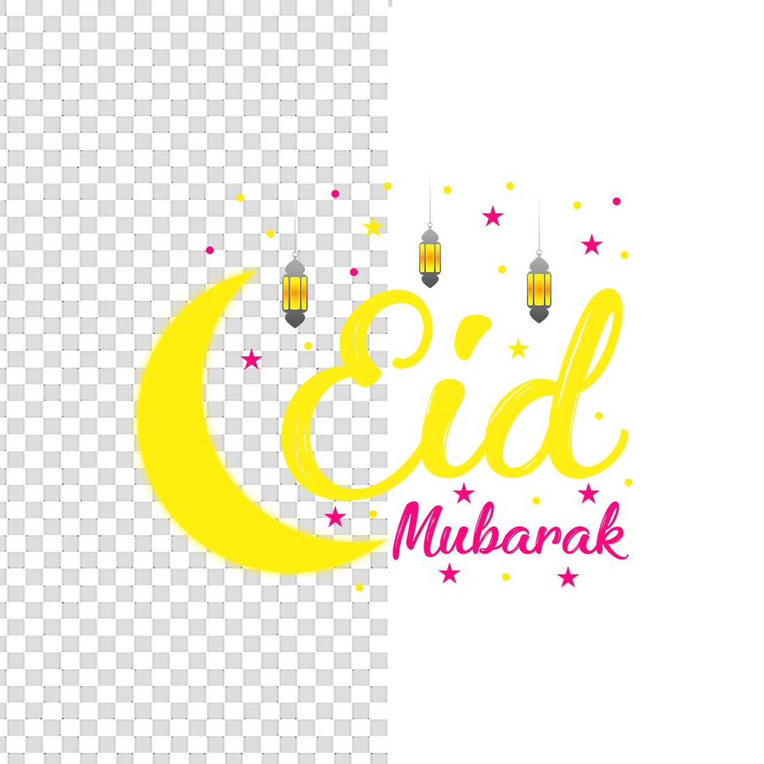 Eid Mubarak Typography T-Shirt Design Bundle preview image.