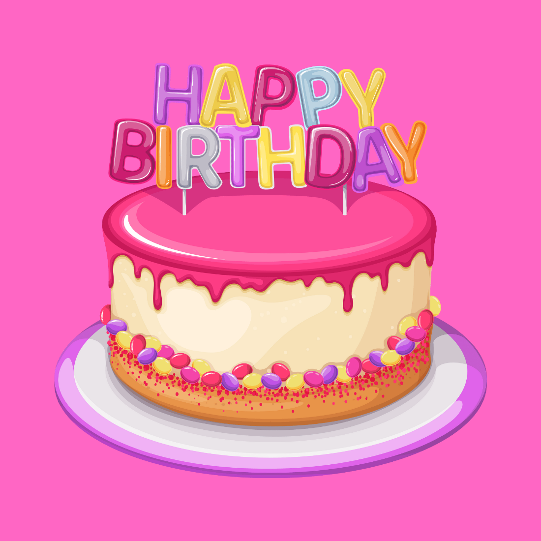 Happy Birthday Cake Illustration – Colourful & Festive Design preview image.