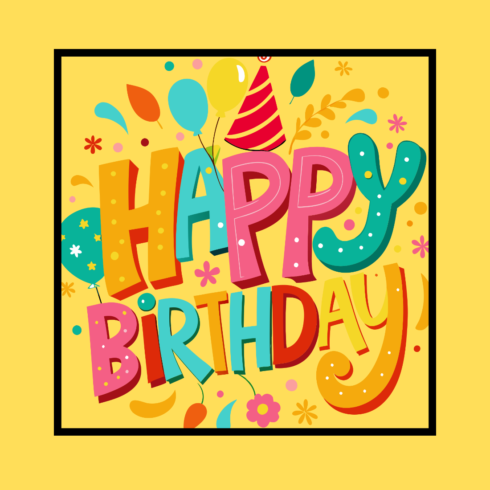 Happy Birthday Typography Illustration – Colourful & Playful Design cover image.