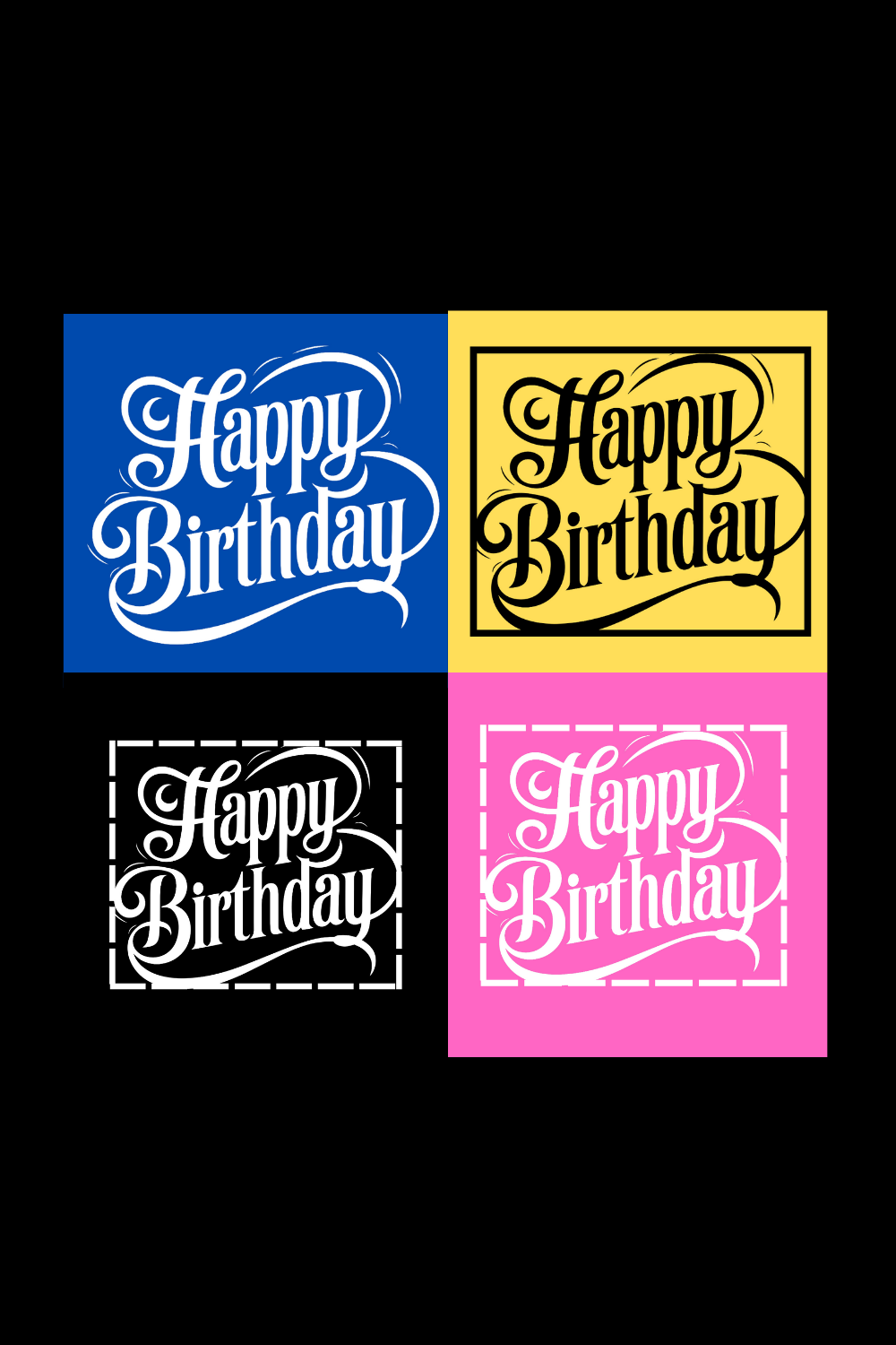 Elegant Happy Birthday Calligraphy Design – Classic & Timeless pinterest preview image.