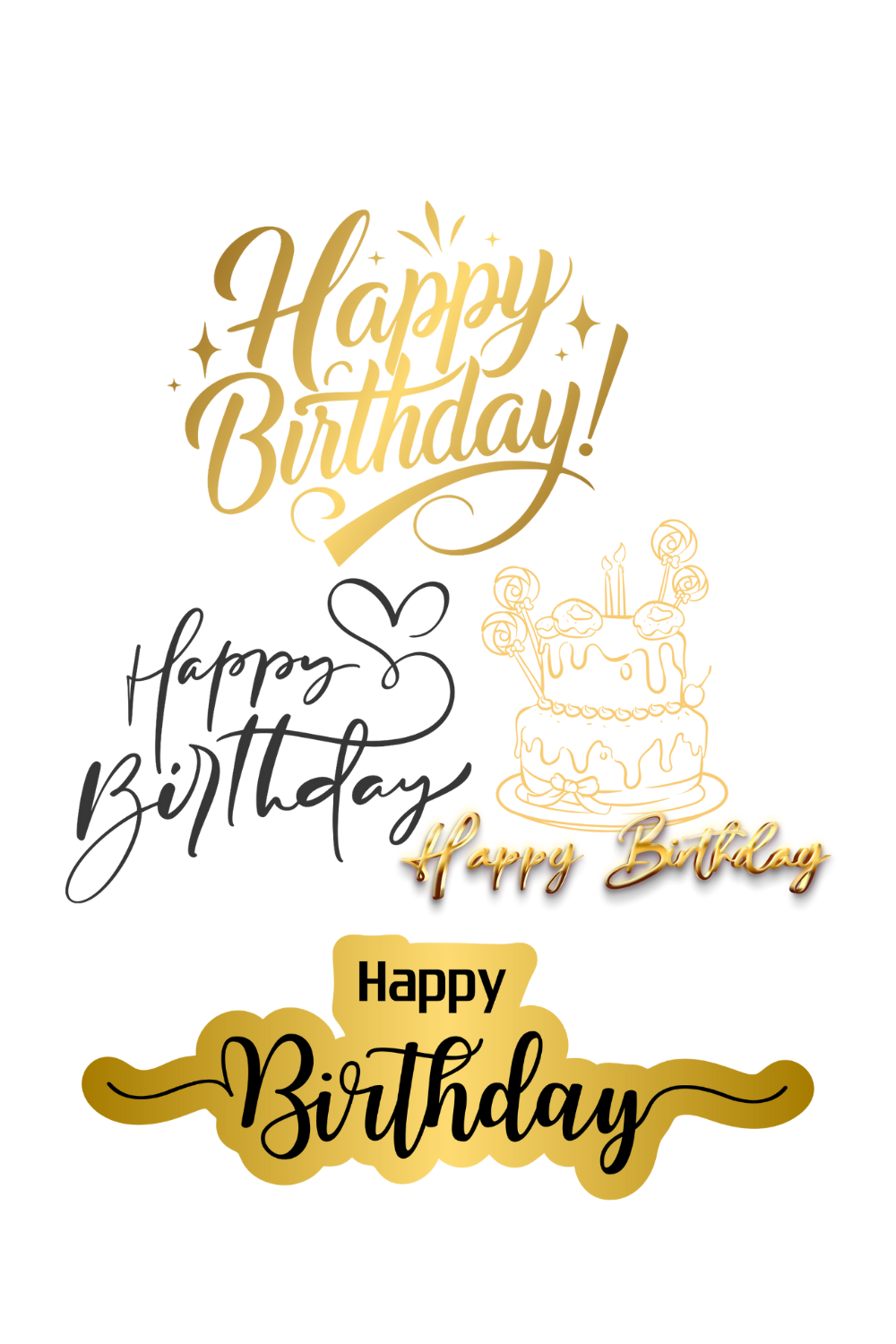 Elegant Gold Happy Birthday Design – Luxurious & Stylish pinterest preview image.