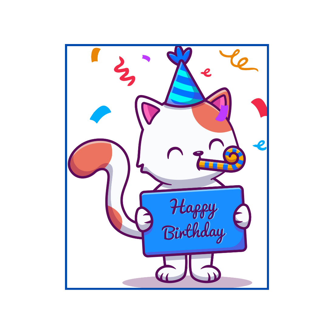 Cute Cat Happy Birthday Illustration – Fun & Playful Design preview image.