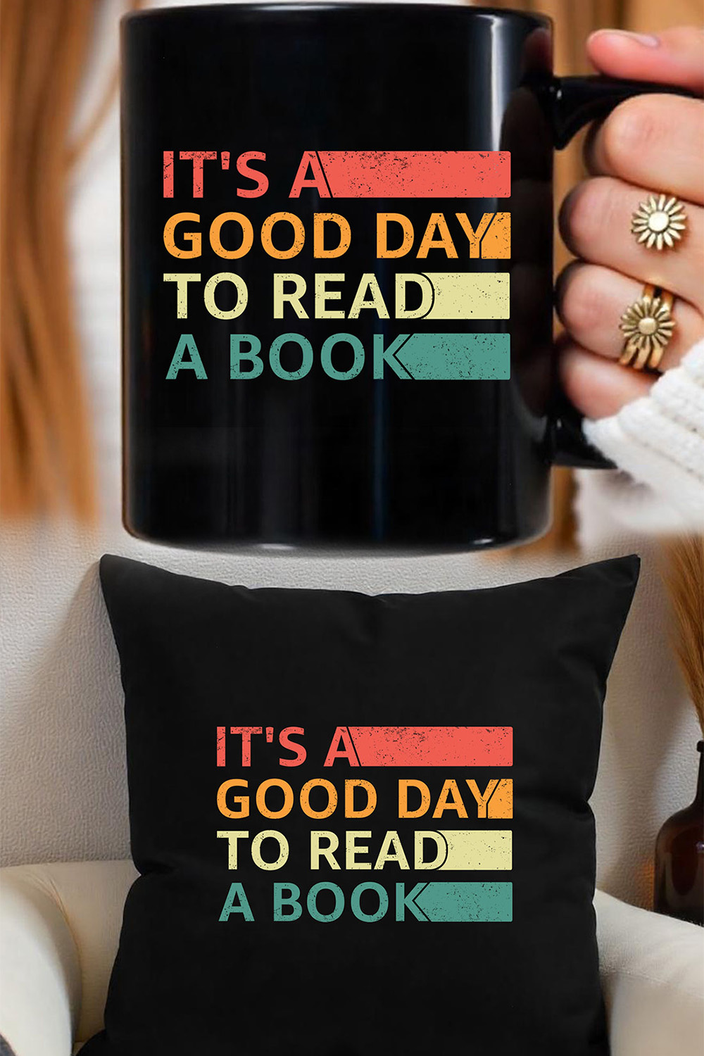 It's a good day to read a book Graphic for book lover pinterest preview image.