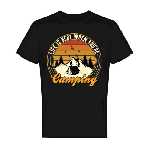 Vintage Mountain Camping T_Shirt Design cover image.