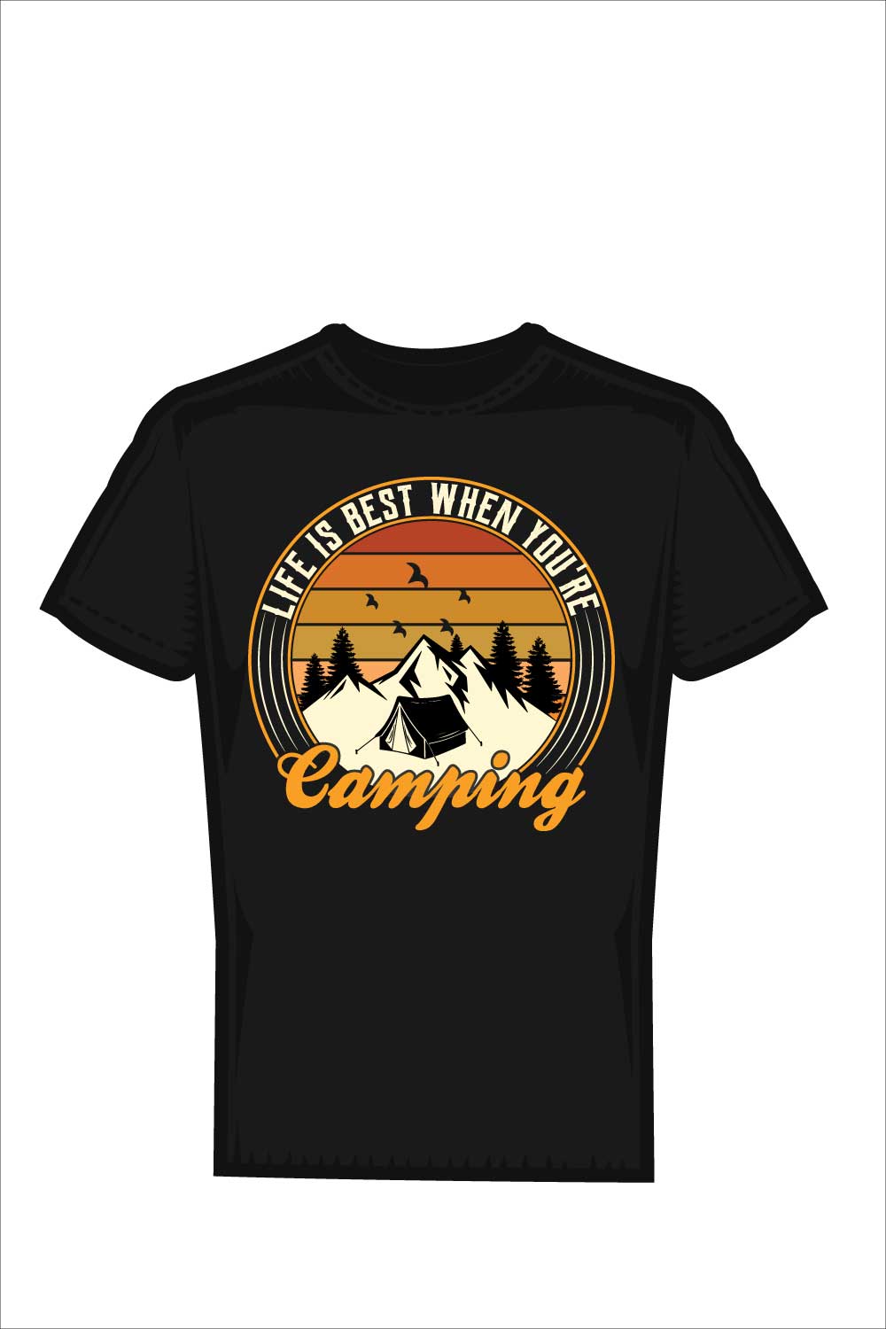 Vintage Mountain Camping T_Shirt Design pinterest preview image.