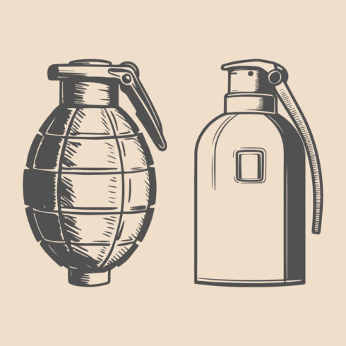 Illustration of two hand grenades, a symbol of military conflict and danger cover image.