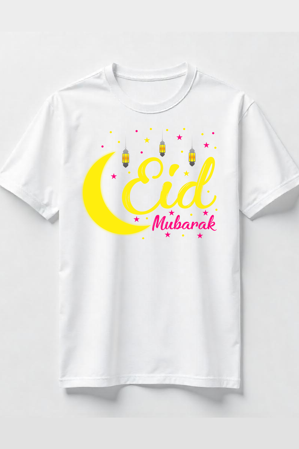 Eid Mubarak Typography T-Shirt Design Bundle pinterest preview image.