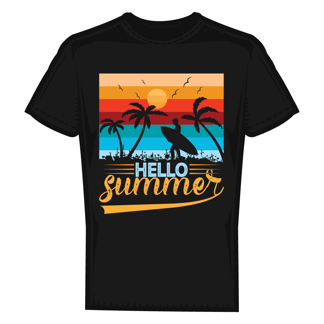 Vintage Summer Surfing T-Shirt Design preview image.