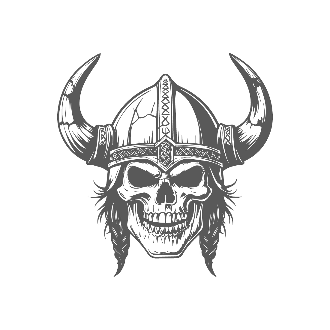 Viking Skull with Horned Helmet Illustration cover image.