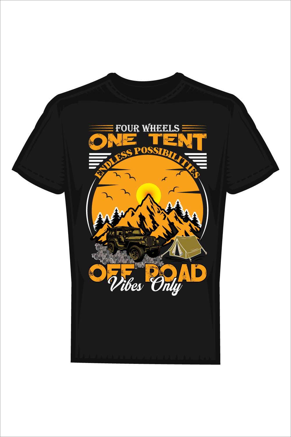 Off-road camping vintage t-shirt design pinterest preview image.