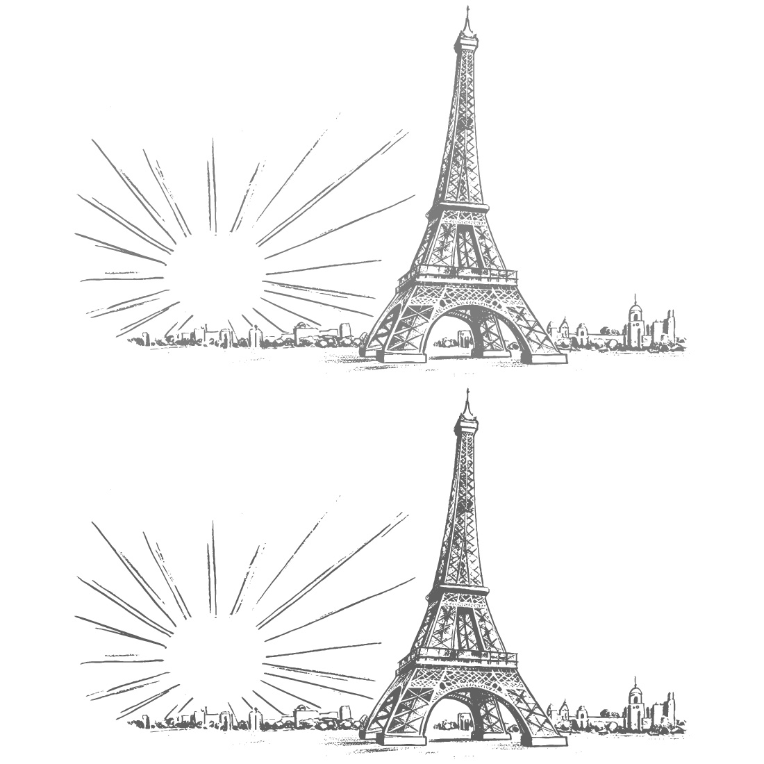 Eiffel Tower Sketch in Paris at Sunrise preview image.