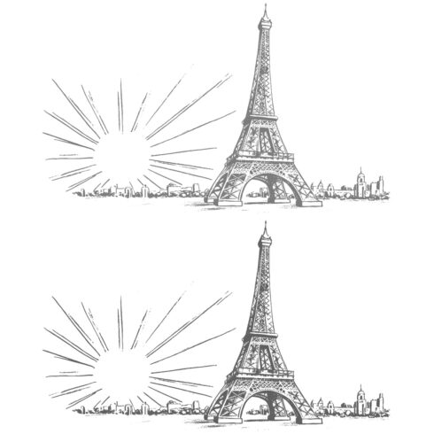 Eiffel Tower Sketch in Paris at Sunrise cover image.