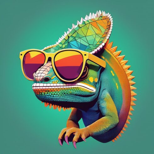 Cool Chameleon in Shades – Abstract Digital Art cover image.