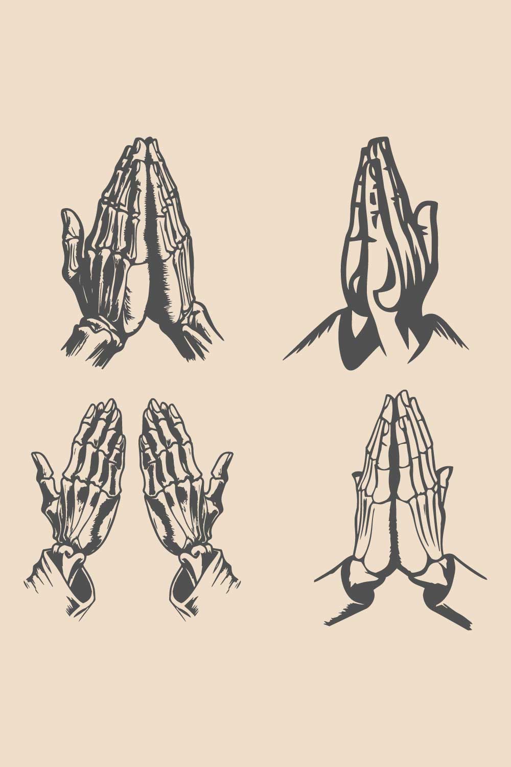 Collection of Skulls Praying Hands Religious and Spiritual Gestures pinterest preview image.