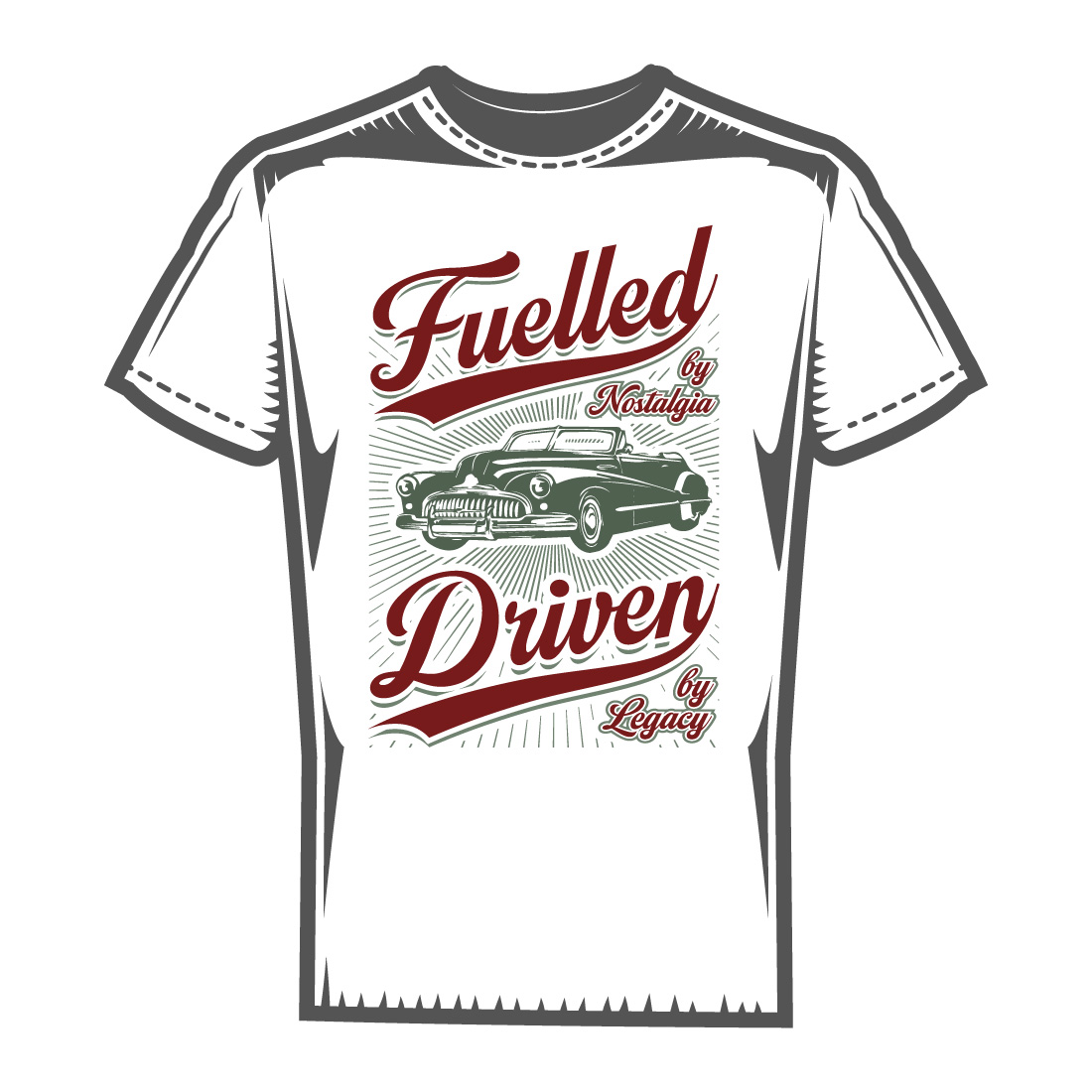 Vintage car shirt with tee design preview image.