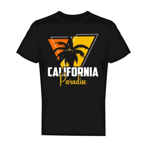 California Paradise T-Shirt Design – Retro Sunset Palm Tree Vector cover image.