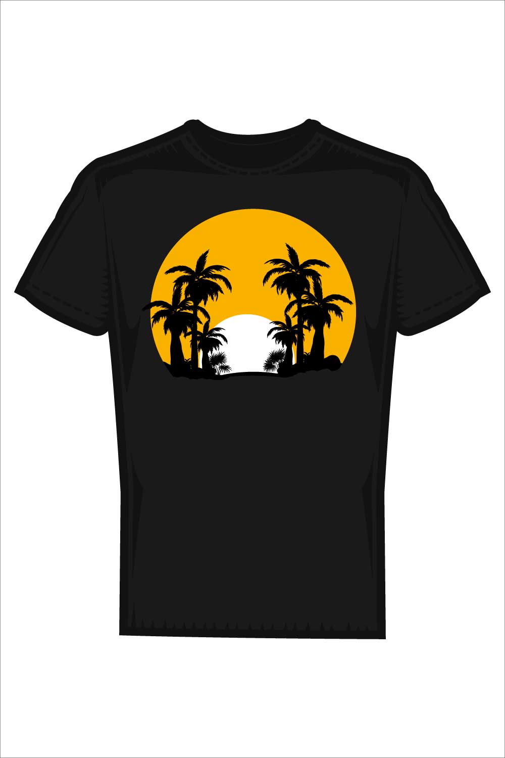 Sunset Palm Trees T-Shirt Design pinterest preview image.