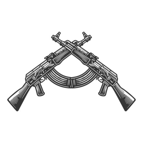 AK-47 Rifle Vector Illustration – Vintage Engraved Gun Design cover image.