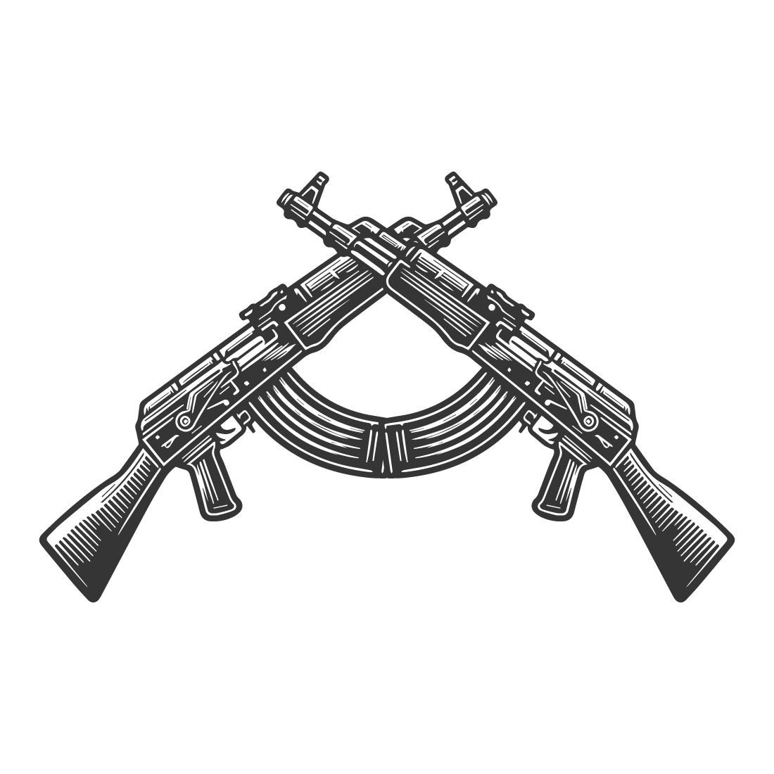 AK-47 Rifle Vector Illustration – Vintage Engraved Gun Design cover image.