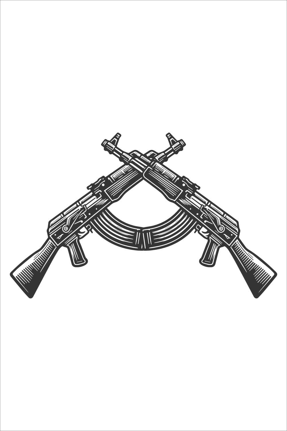 AK-47 Rifle Vector Illustration – Vintage Engraved Gun Design pinterest preview image.